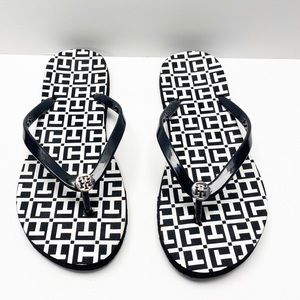 Black and White Logo Flip Flops